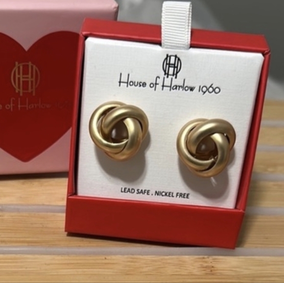 House of Harlow Goldtone Knot Earrings - Picture 2 of 3
